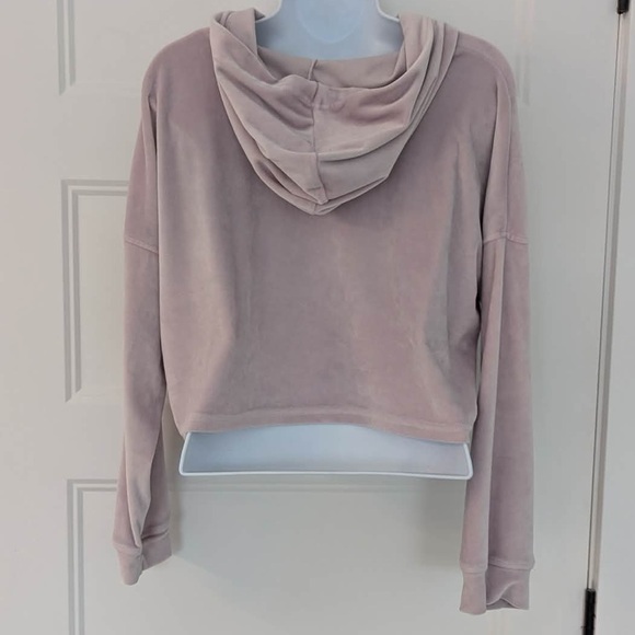 Juicy Couture Pink Rhinestone Logo Cropped Hoodie Size M Y2K - Picture 3 of 6